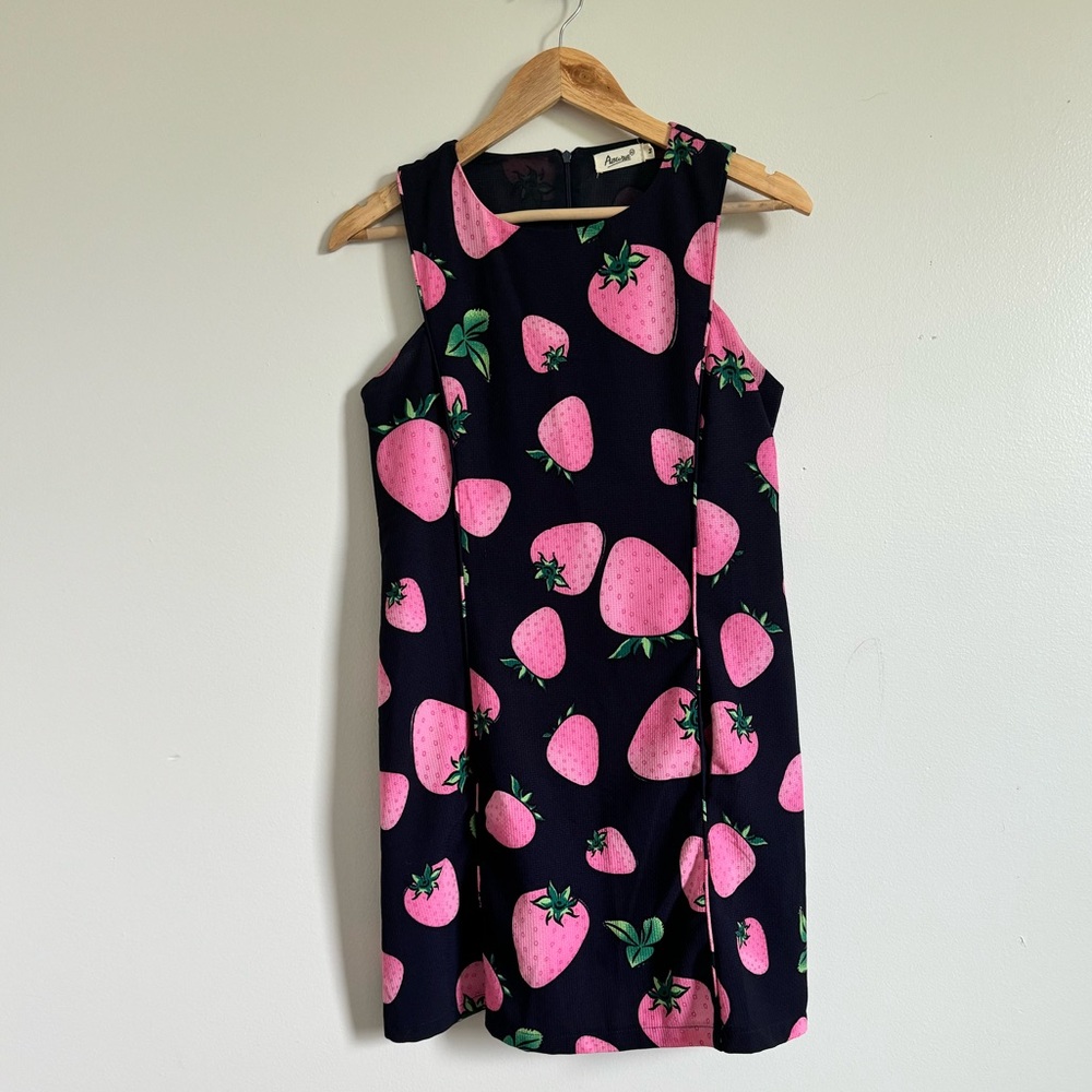 Strawberry Navy Blue Mini Dress, Size M. Purchased from Spain.